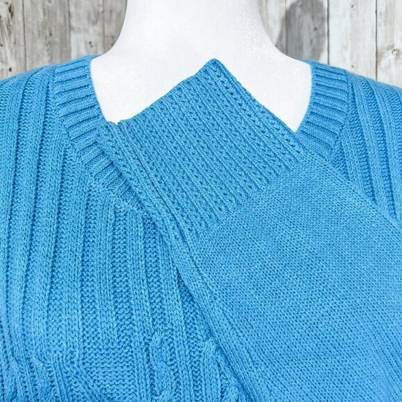 Women's New York & Company Sweater | Blue | Crew Neck | Large | Cable Knit - Picture 7 of 14